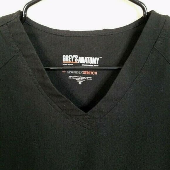 Greys Anatomy By Barco Womens Black Scrub Set Size Medium Stretch Top Pants - Picture 4 of 12
